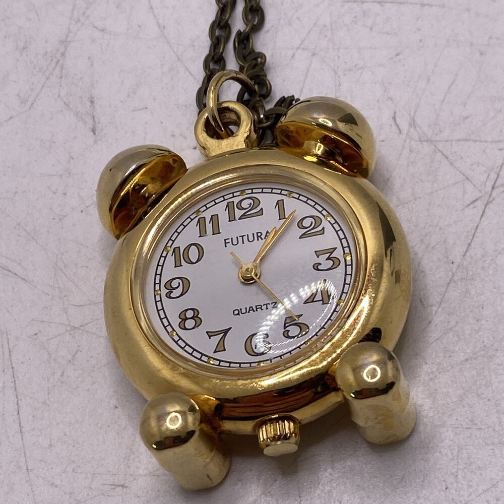 Vintage Futura Gold Tone Clck Pocket Watch New Battery